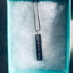Tiffany & Co. Bar Pendant Necklace Snake Chain